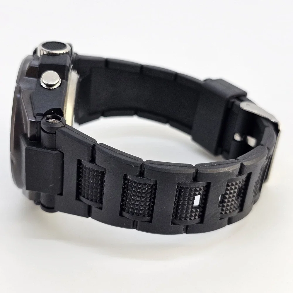 Findtime Men's Analog Digital Sports Watch 45MM Black Plastic Bands New Battery